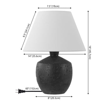 Myron 18" Minimalist Scandinavian Concrete Effect Resin/Iron LED Table Lamp - JONATHAN Y